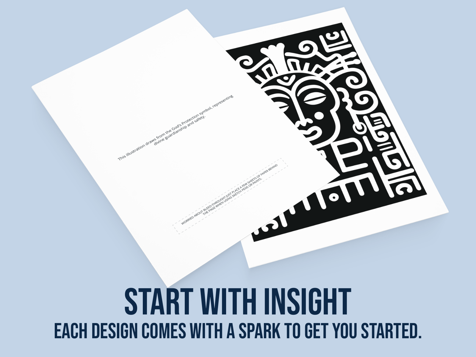 An Africa inspired Coloring Page on a light blue background with the text "Start with Insight".