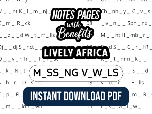 Missing Vowels | Lively Africa | College Notes Pack