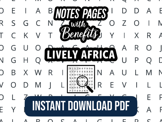 Word Search | Lively Africa | French Notes Pack
