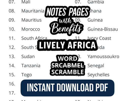 Word Scramble | Lively Africa | French Notes Pack