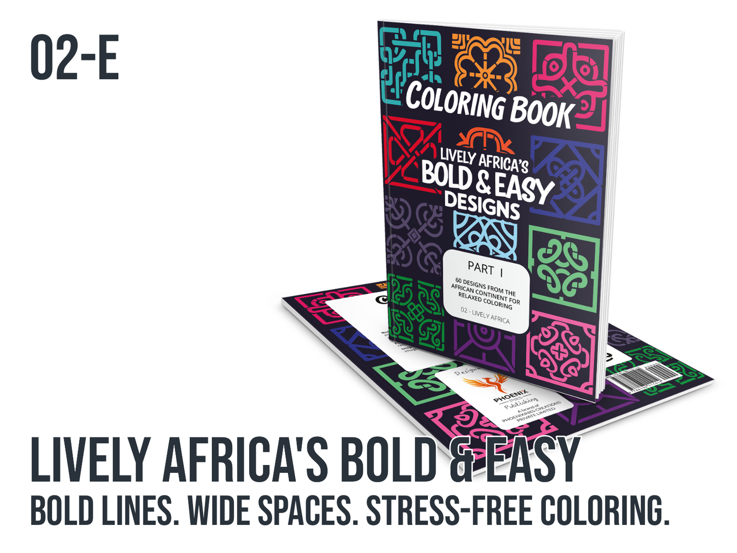 Coloring book titled 'Lively Africa's Bold & Easy Designs' on a white background
