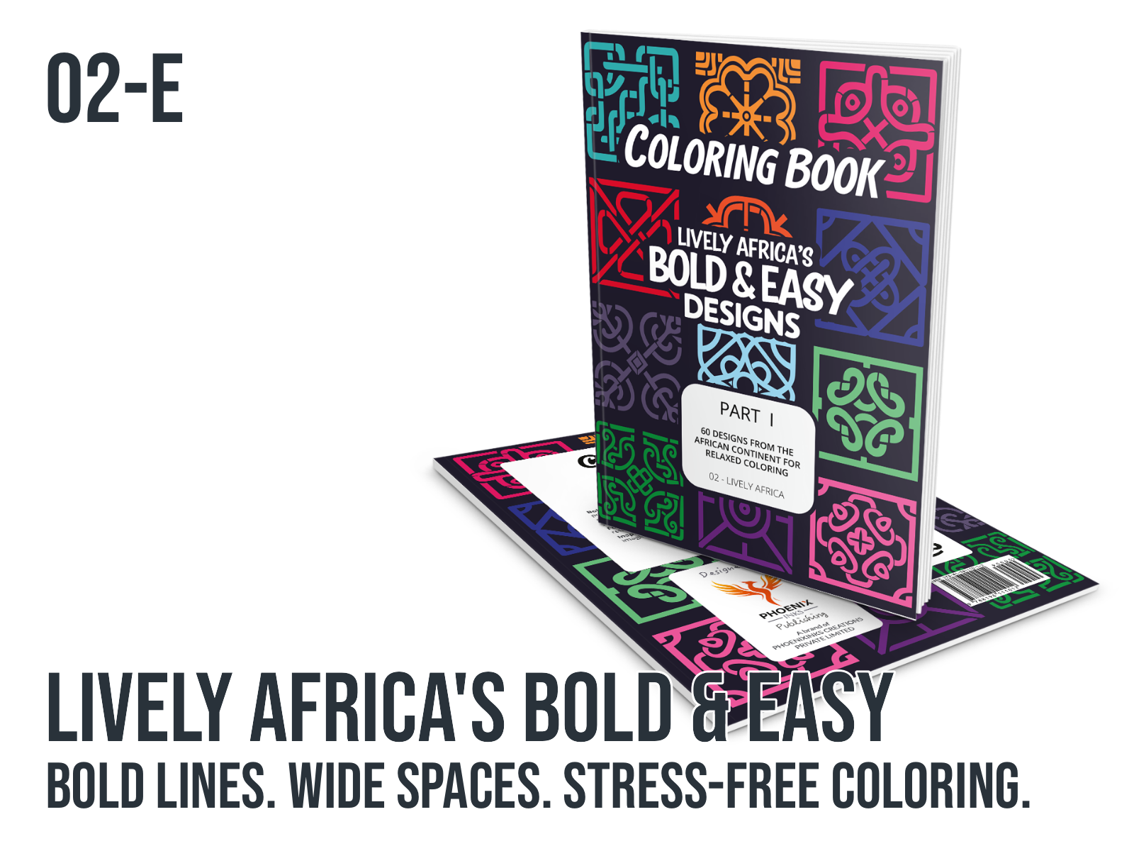 Coloring book titled 'Lively Africa's Bold & Easy Designs' on a white background