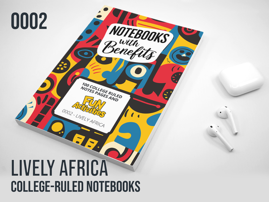 Colorful notebook with 'Notebooks with Benefits' branding on a white background